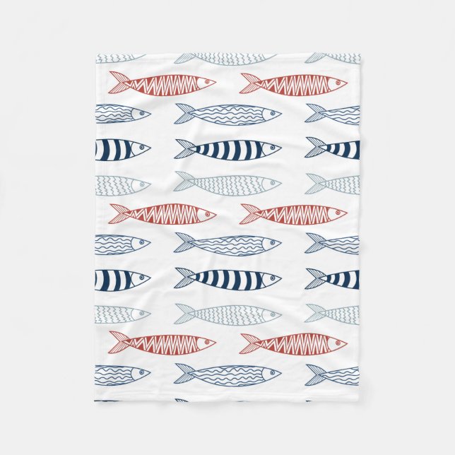 Couverture Polaire Sardines méditerranéennes décoratives Motif de poi (Devant)