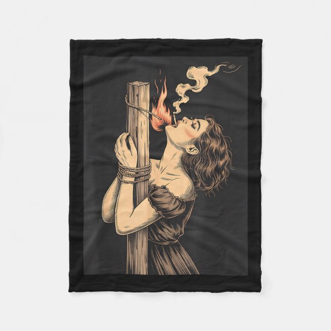 Couverture Polaire Satan Devil Hell sorcière avec Flames Cigarette Oc (Devant)