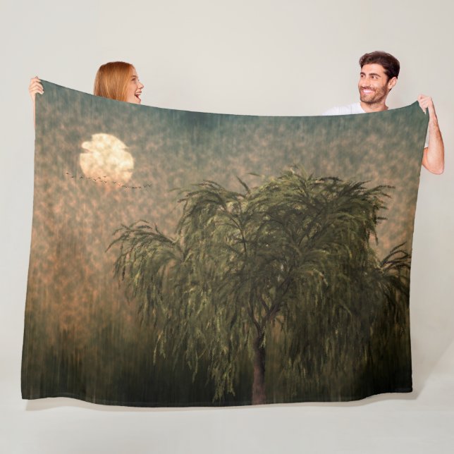 Couverture Polaire Saule au coucher du soleil (En situation)