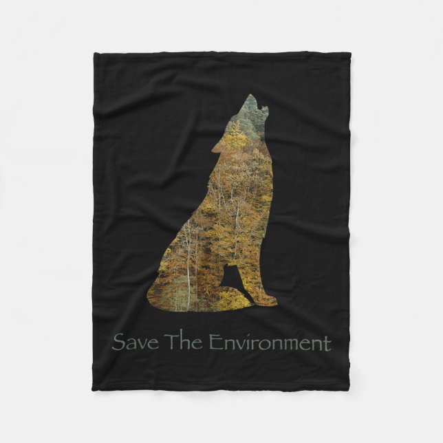 Couverture Polaire Sauver l'environnement Wolf Silhouette De l'enviro (Devant)