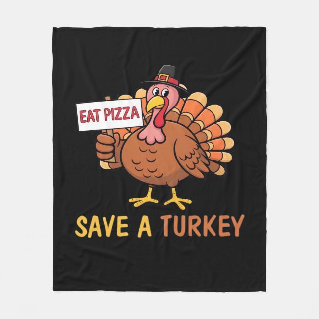 Couverture Polaire Sauvez Une Turquie Mange Pizza Drôle Thanksgiving  (Devant)