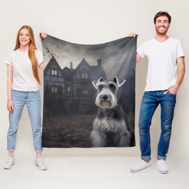 Couverture Polaire Scandale d'Halloween Schnauzer Miniature (En situation)