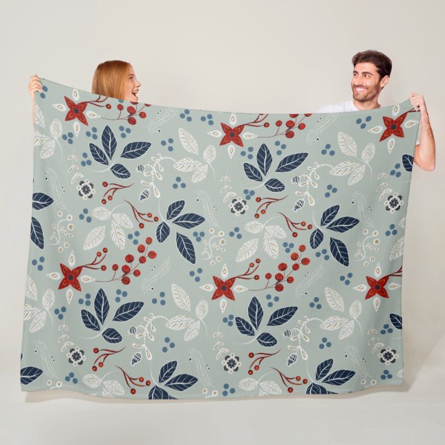 Couverture Polaire Scandinave Floral Folal Art Motif sans couture (En situation)