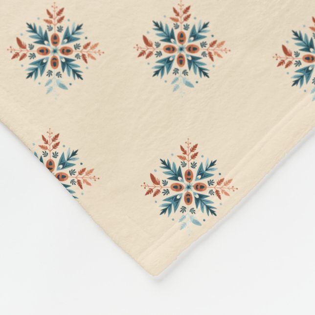 Couverture Polaire Scandinave Folk Snowflake Motiv Motif (Coin)