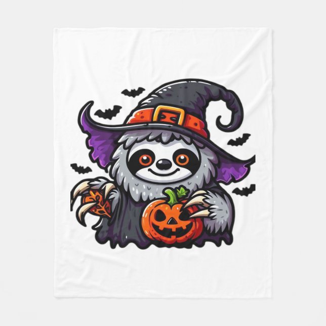 Couverture Polaire Scary Halloween Sloth Witch Costume Casquette Mer  (Devant)