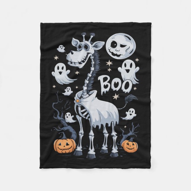 Couverture Polaire Scary Skeleton Giraffe Dans Ghosts Halloween (Devant)