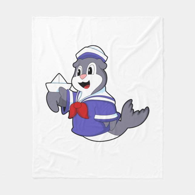 Couverture Polaire Sceller comme marin avec bateau (Devant)