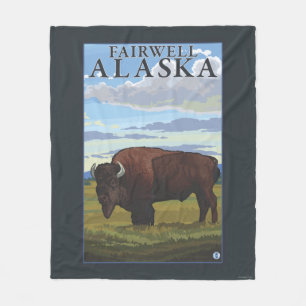 Couverture Polaire Scène de bison - Fairwell, Alaska