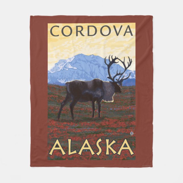 Couverture Polaire Scène de caribou - Cordova, Alaska (Devant)