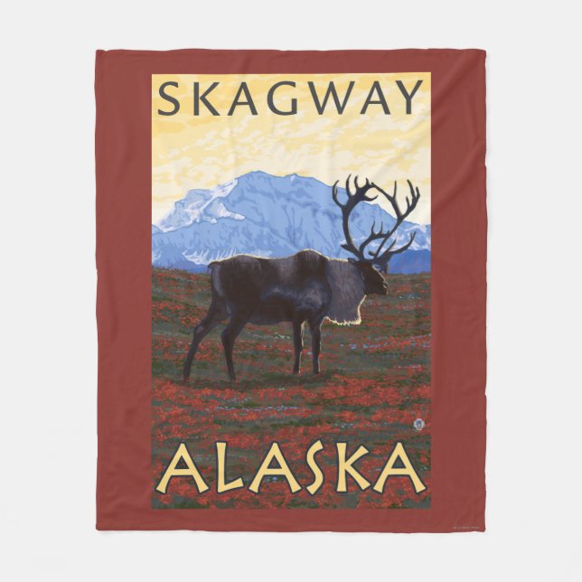 Couverture Polaire Scène de caribou - Skagway, Alaska (Devant)