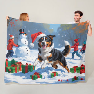 Couverture Polaire Scène de Noël australienne Kelpie