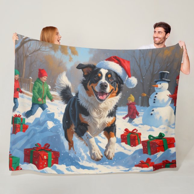 Couverture Polaire Scène de Noël de bétail australien (En situation)