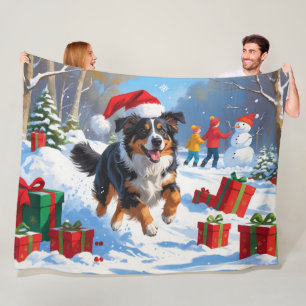 Couverture Polaire Scène de Noël du berger australien