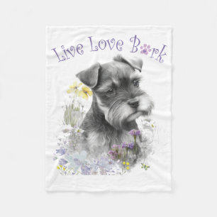 Couverture Polaire Schnauzer Chien Maman Floral