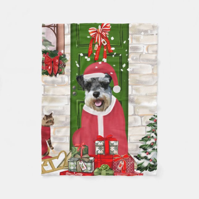 Couverture Polaire Schnauzer Chien Noël (Devant)