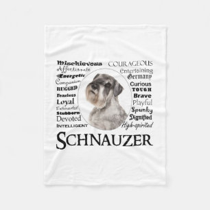 Couverture Polaire Schnauzer Traits Fleece Blanche