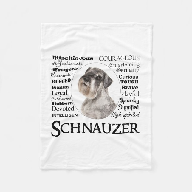 Couverture Polaire Schnauzer Traits Fleece Blanche (Devant)