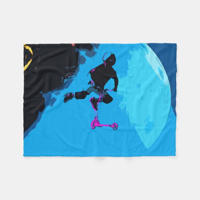 Couverture Polaire Scootering - Stunt Scooter BoyFleece Blanche (Devant (Horizontal))