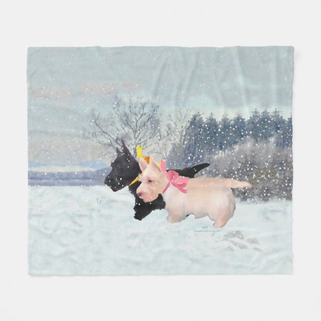 Couverture Polaire Scottie Puppies (Devant (Horizontal))