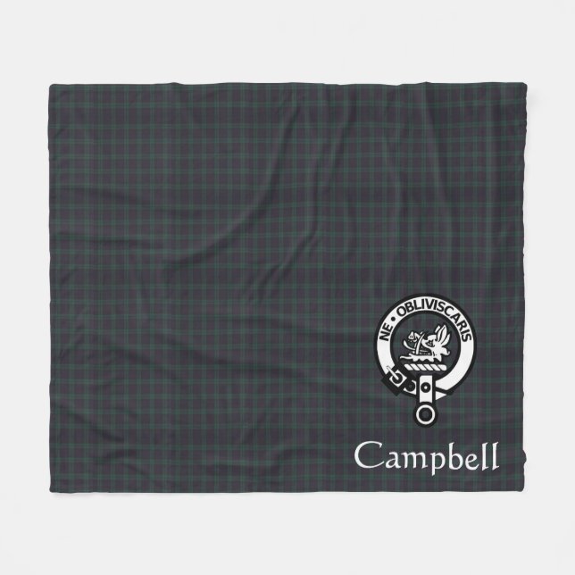 Couverture Polaire Scottish Campbell Crest Badge & Tartan (Devant (Horizontal))