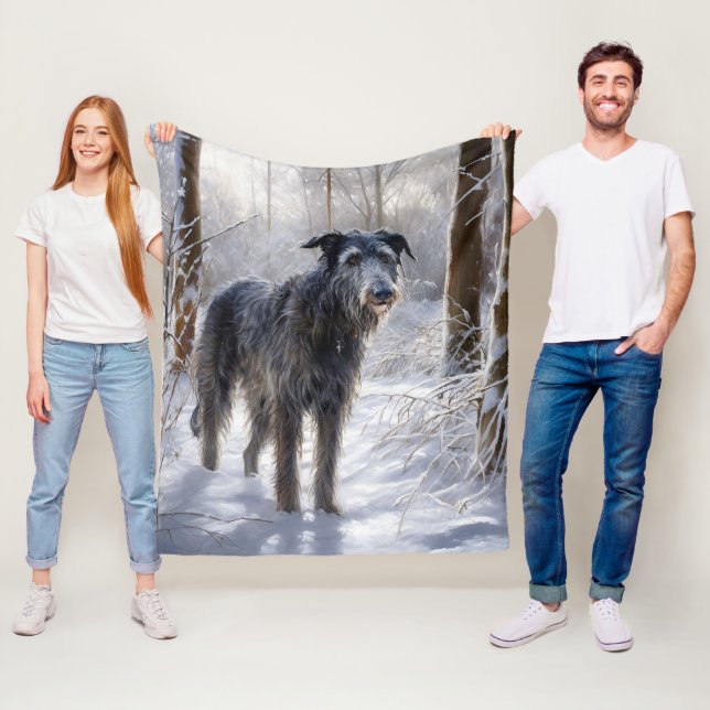 Couverture Polaire Scottish Deerhound Laissez-le neiger Noël (En situation)
