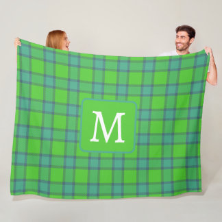 Couverture Polaire Scottish green &blue Plaid monogram