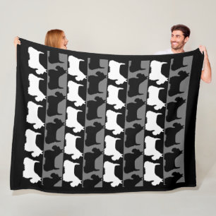 Couverture Polaire Scottish Terrier chien noir/gris/blanc, rayures 