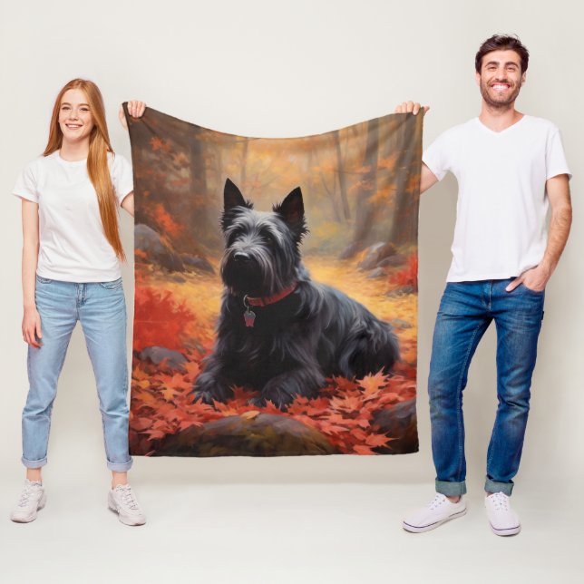 Couverture Polaire Scottish Terrier en automne Leaves Fall Inspire (En situation)