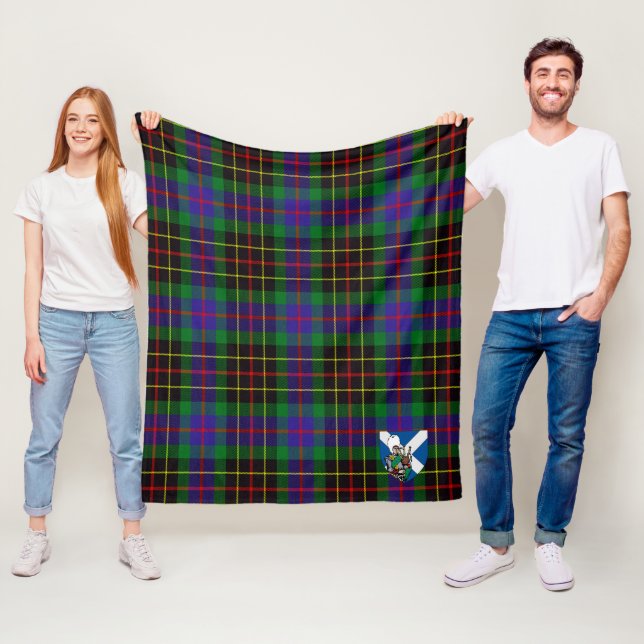 Couverture Polaire Scotts Brodie Chasse Tartan Plaid (En situation)