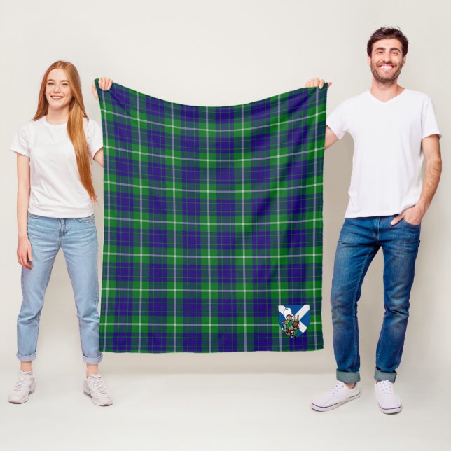 Couverture Polaire Scotts Hamilton Chasse Tartan Plaid (En situation)