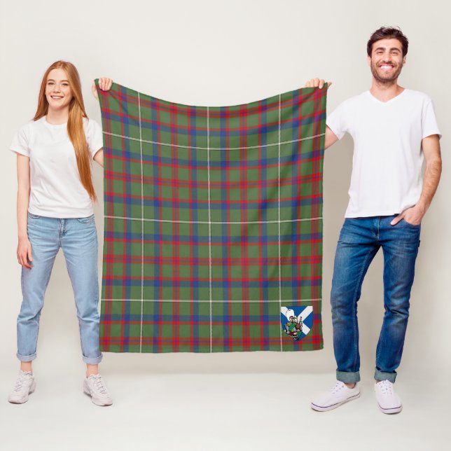 Couverture Polaire Scotts Shaw Vert Tartan moderne Plaid (En situation)