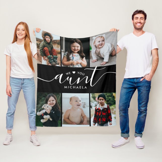 Couverture Polaire Script manuscrit Love You Tante (Nom) 6-Photo (En situation)