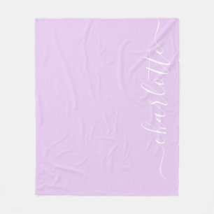 Couverture Polaire Script minimaliste Nom personnalisé dans Lavender