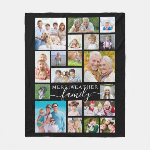 Couverture Polaire Script moderne FAMILLE 19 Photo Collage noir