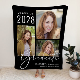 Couverture Polaire Script photo Graduation noire