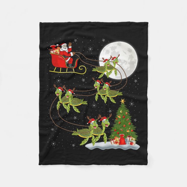 Couverture Polaire Sea Turtle Santa Sleigh Flying Funny Magical Chris (Devant)