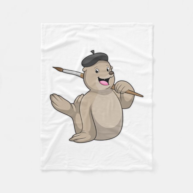 Couverture Polaire Seal as Painter with Paint brush (Devant)