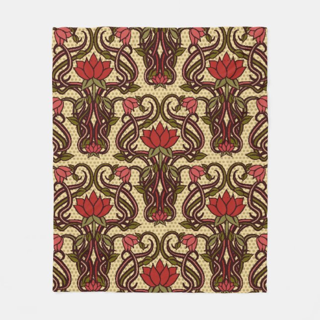 Couverture Polaire Seamless floral wallpaper in art nouveau style, Vi (Devant)
