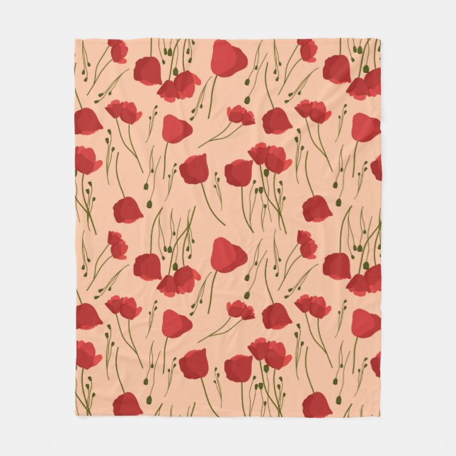 Couverture Polaire Seamless pattern of poppy on a beige backgroundabs (Devant)