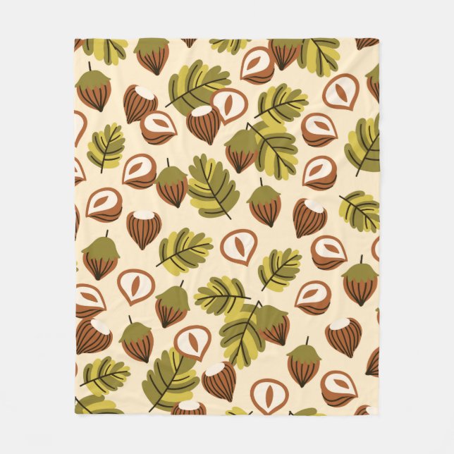 Couverture Polaire Seamless pattern with hazelnut leaves and acorns. (Devant)