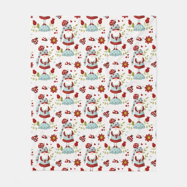 Couverture Polaire Seamless Valentine Pattern Christmas Santa, flower (Devant)