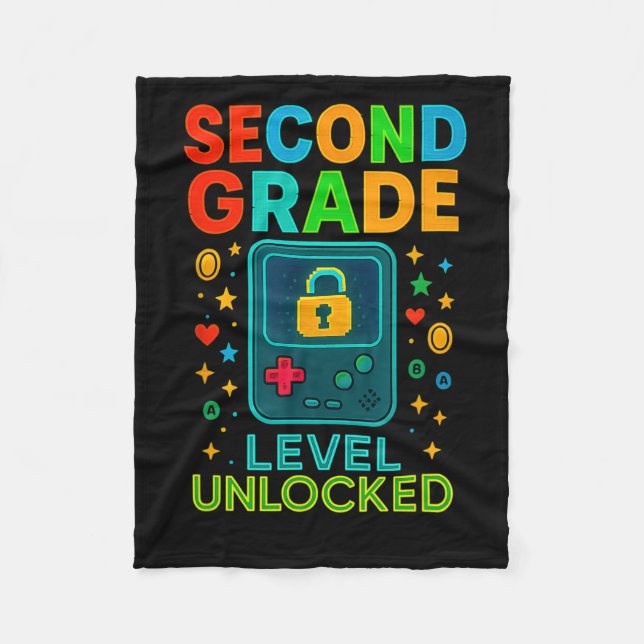 Couverture Polaire Second Grade Level Unlocked Gamer Ck To School Con (Devant)