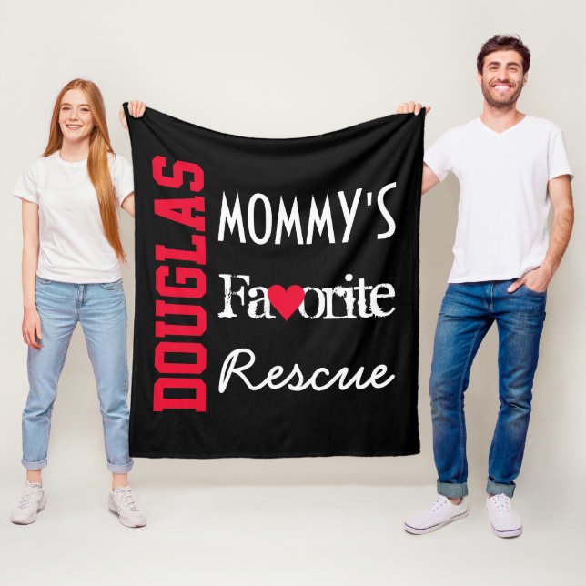 Couverture Polaire Secourt préférée de maman Noir personnalisé (En situation)