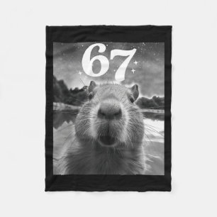 Couverture Polaire Selfie de capybara avec graphique capy mème 67 pou