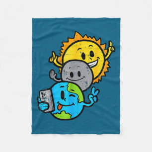 Couverture Polaire Selfie Enfants Terre Lune Soleil Total