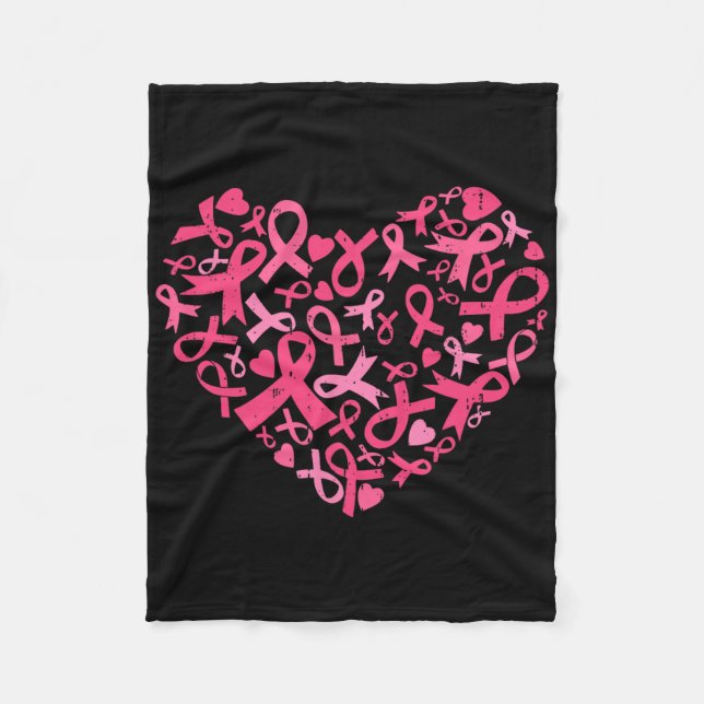 Couverture Polaire Sensibilisation au cancer du sein Coeur rose Ruban (Devant)