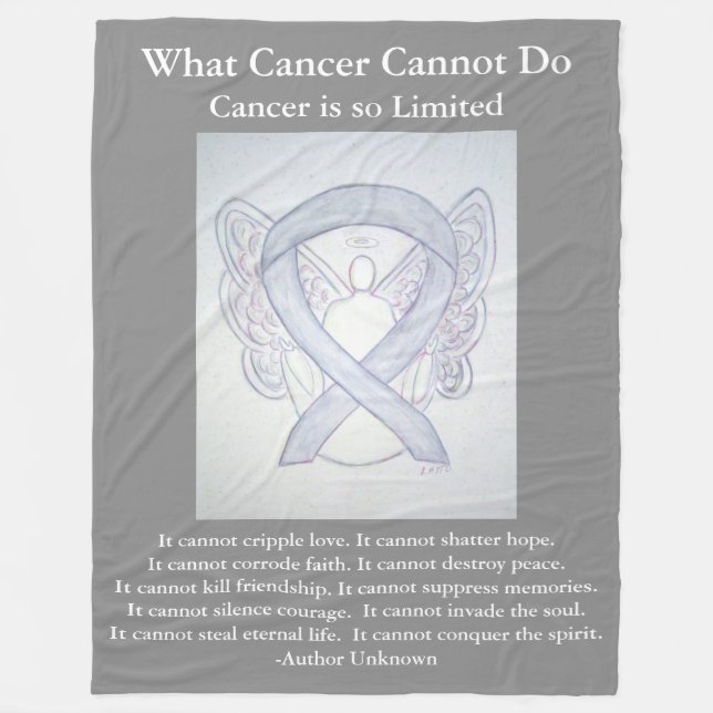 Couverture Polaire Sensibilisation Gris Ruban Cerveau Cancer Ange Cou (Devant)