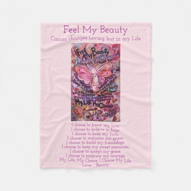 Couverture Polaire Sentez Ma Beauté Cancer Poème Ange Fleece Blanches (Devant)