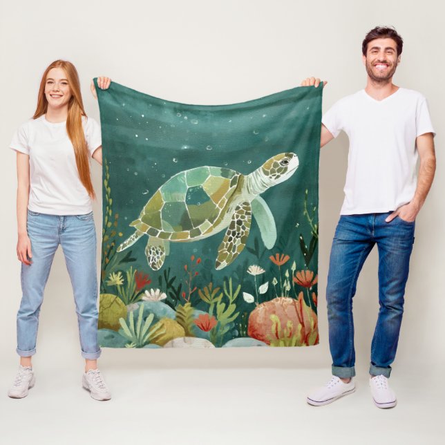 Couverture Polaire Serene Sea Turtle : Oasis sous-marine (En situation)