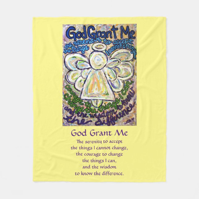 Couverture Polaire Serenity Prayer Poem Angel Personnalisé Fleece Bla (Devant)